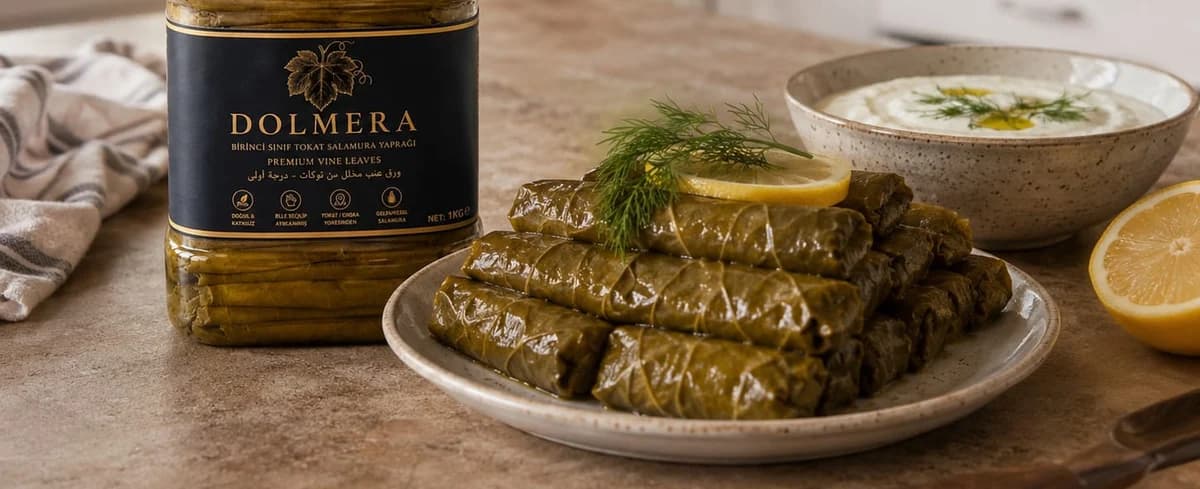 Dolmera sarma servisi, yoğurt ve taze limon ile